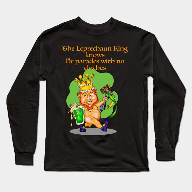 A Jolly Leprechaun King Parades In His Birthday Suit Long Sleeve T-Shirt by EssexArt_ABC